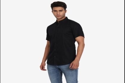 Mandarin collar shirt